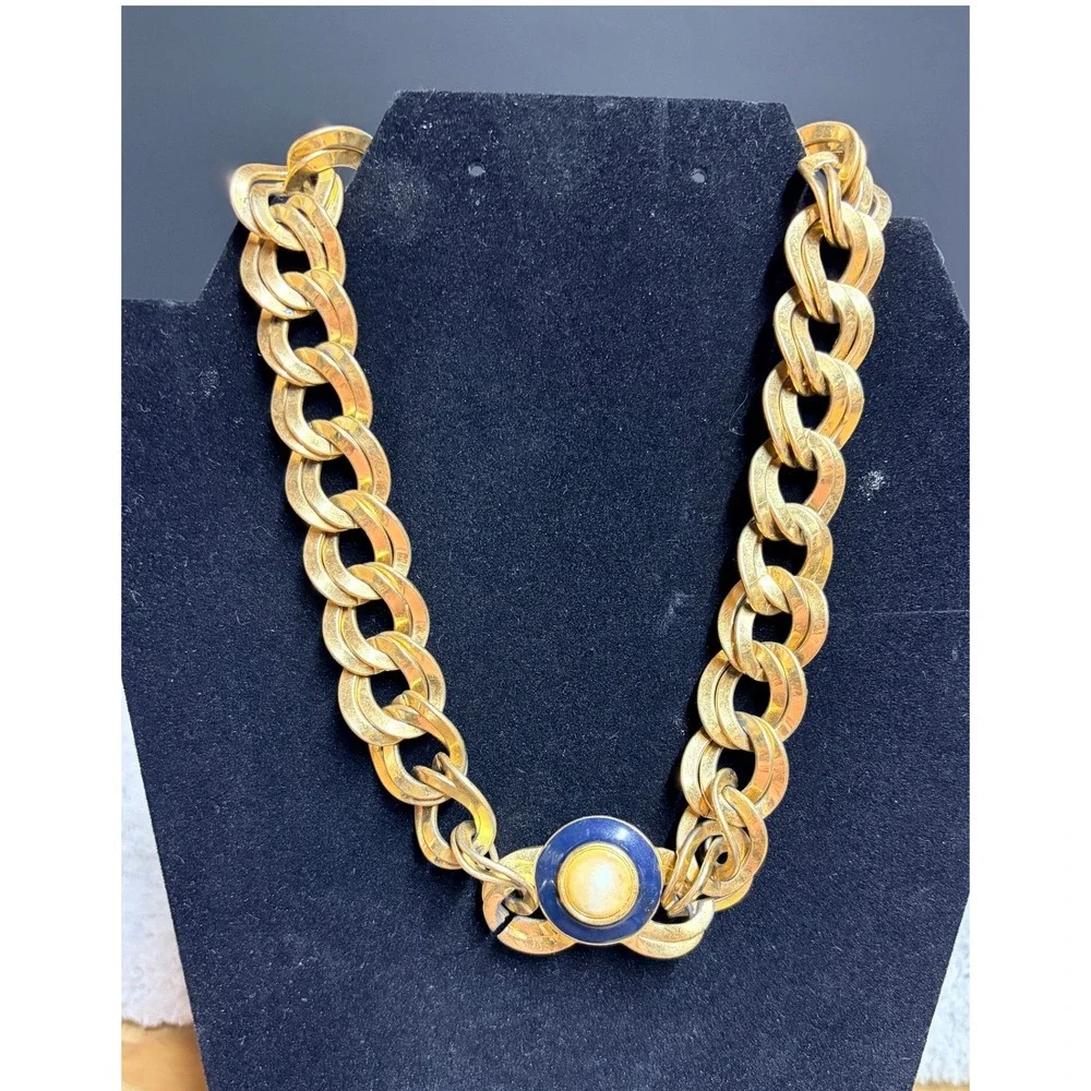 Lot of 3 Vintage Monet Vintage Gold‎ Tone Signed Necklaces 80's-90's Art Deco